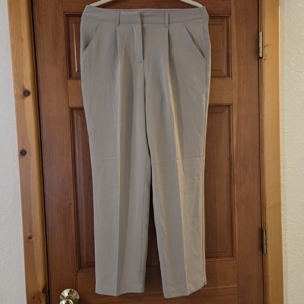 Max Studio Costal Lightweight Neutral Pleated Slacks Business Beach Professional
